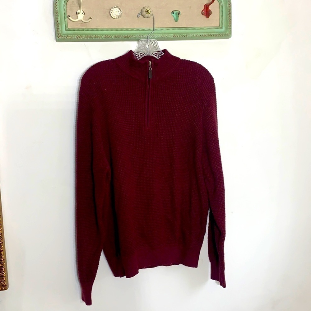 L.L. Bean cotton Cashmere Medium regular half zip long sleeve pullover sweater